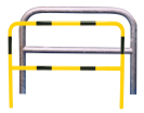 Anlehnbügel / Absperrbügel -Sylt- ø 48 mm aus Stahl, zum Einbetonieren, mit Querholm, ohne Farbe, gelb / schwarz oder nach RAL