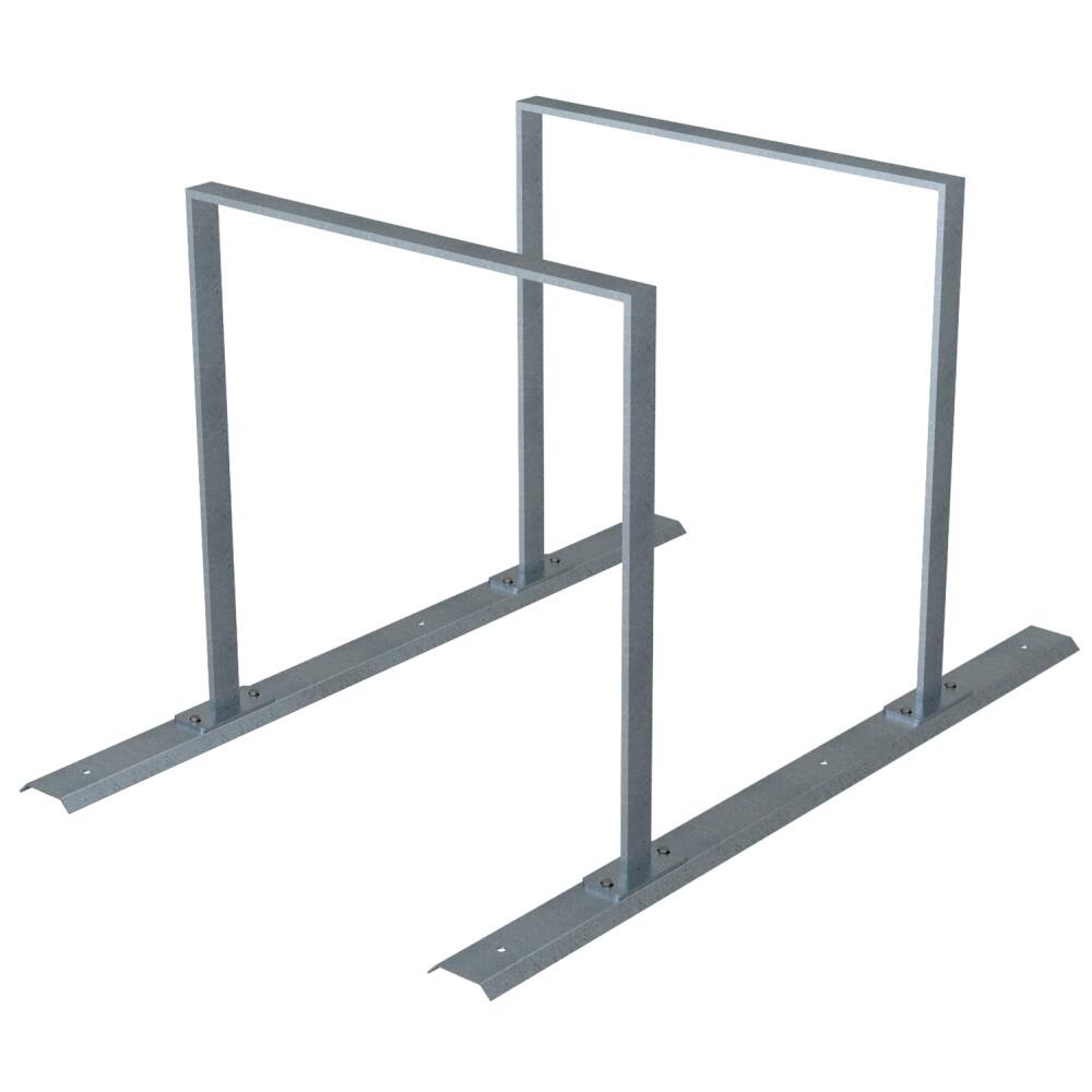Reihenanlage/Fahrradanlehnbügel mit Schienensystem aus Flachstahl, 50 x 12 mm
