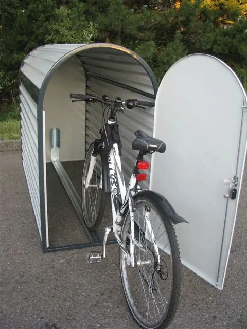Fahrradgarage/Fahrradbox ′Classy′ (2050x820x1400 mm), ADFC Qualität, komplett montiert - Anwendungsbeispiel: Führungsschiene für einfaches Ein- ...