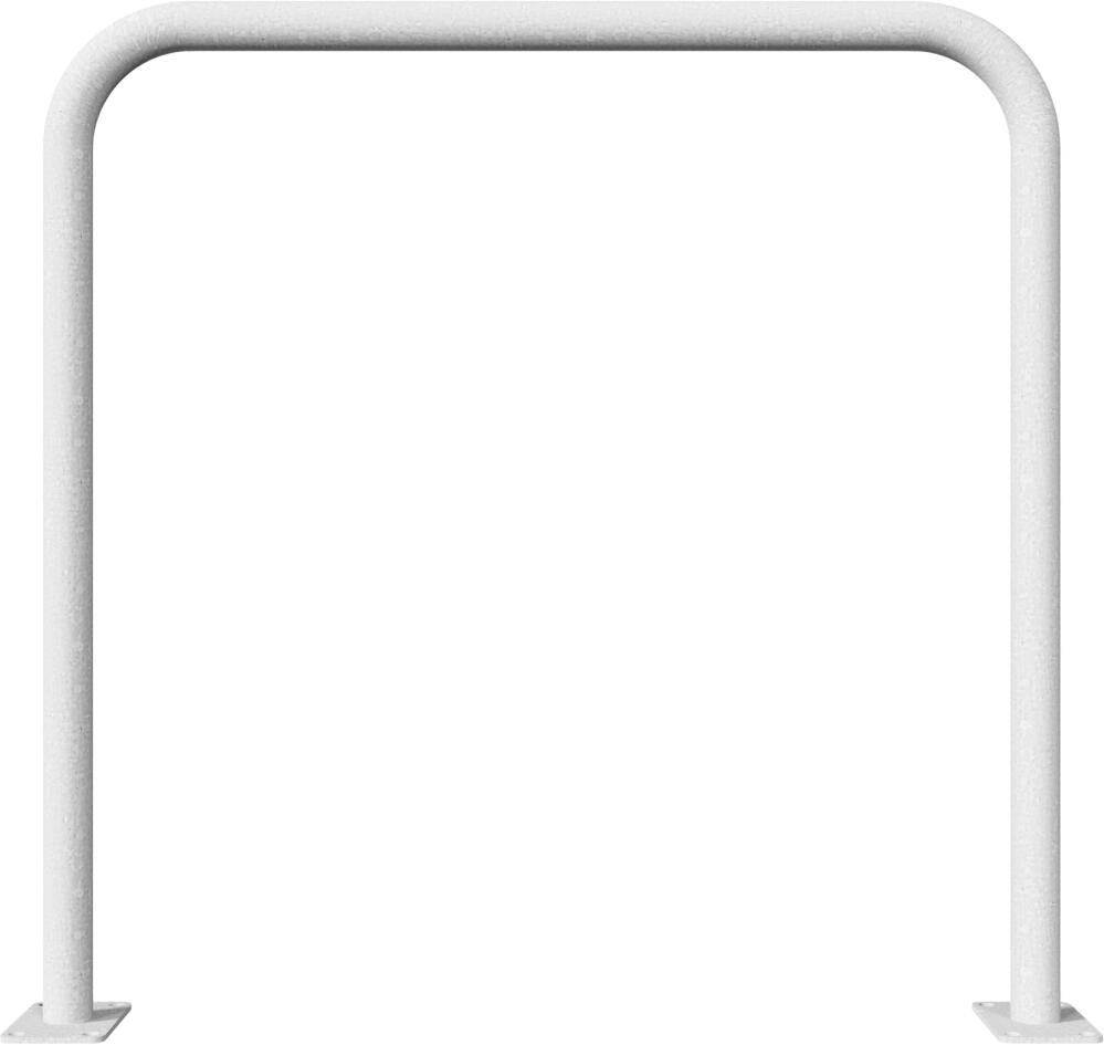 Anlehnbügel/Absperrbügel ′Sylt′ ø 48 mm aus Stahl, Höhe 1000 mm, zum Aufdübeln, ohne Farbe, gelb/schwarz oder nach RAL - Modellbeispiel: ...