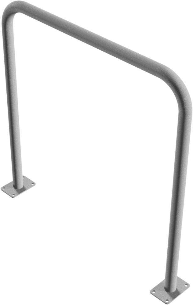 Anlehnbügel/Absperrbügel ′Sylt′ ø 48 mm aus Stahl, Höhe 1000 mm, zum Aufdübeln, ohne Farbe, gelb/schwarz oder nach RAL - Modellbeispiel: ...