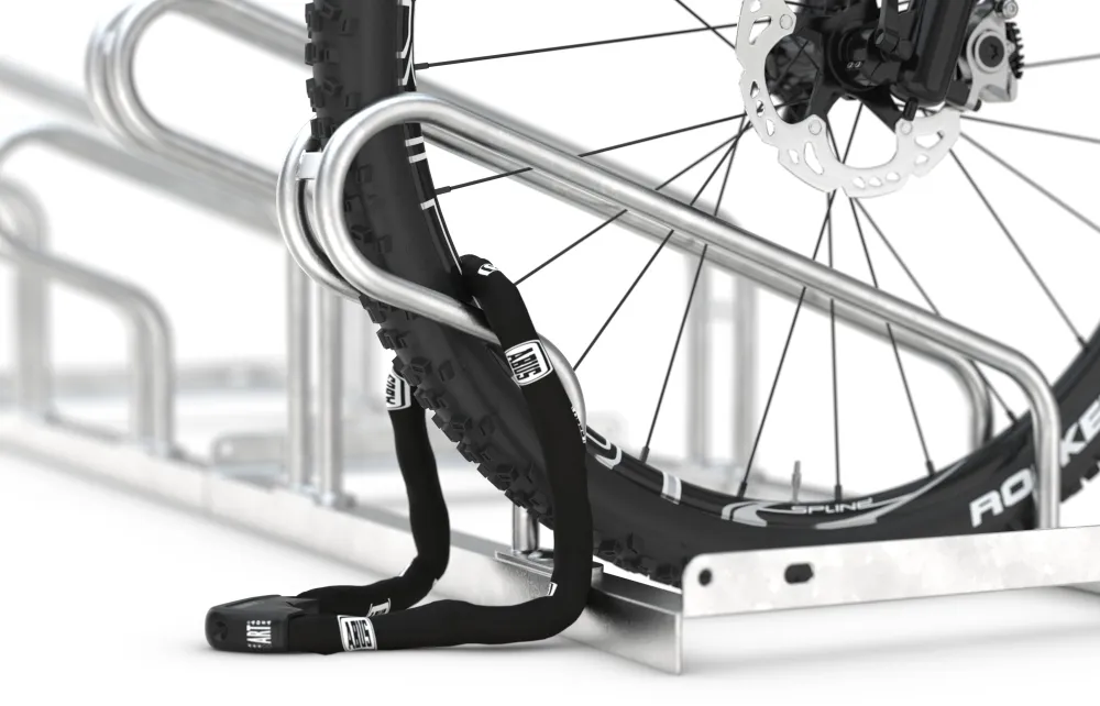 Fahrradständer Bügelparker Typ 2000 und Typ 2000BF, zweiseitige Radeinstellung 90° - Modellbeispiel: Bügelparker Typ 2000, zweiseitig (Art. 2154)