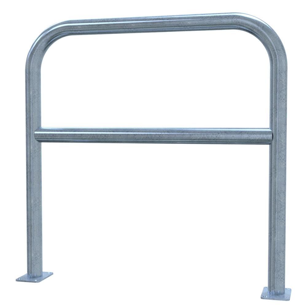Anlehnbügel/Absperrbügel ′Sylt′ ø 60 mm aus Stahl, zum Aufdübeln, mit Querholm, Höhe 1000 mm, ohne