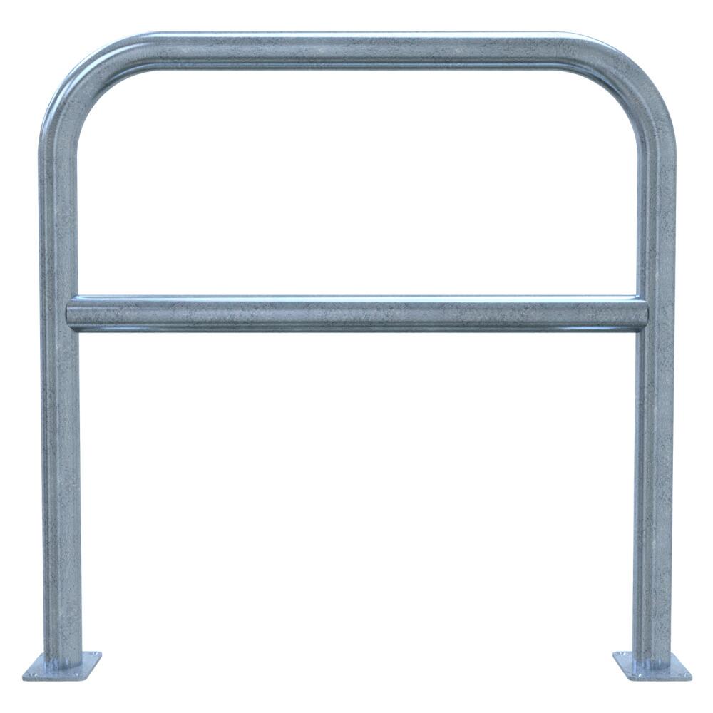 Anlehnbügel/Absperrbügel ′Sylt′ ø 60 mm aus Stahl, zum Aufdübeln, mit Querholm, Höhe 1000 mm, ohne