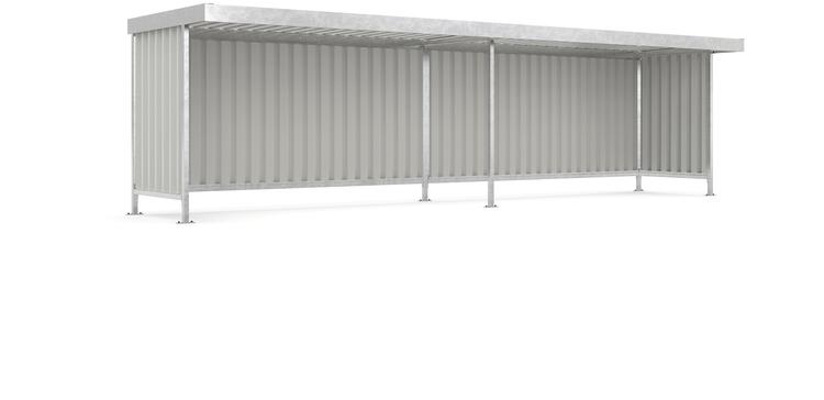 Modellbeispiel: Überdachungssystem -Leipzig L14- mit Anbaueinheit L15, einseitig und in verzinkter