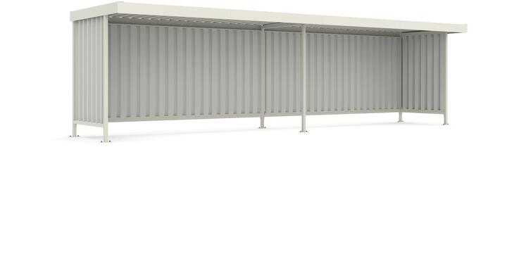 Modellbeispiel: Überdachungssystem -Leipzig L14- mit Anbaueinheit L 15, einseitig und in verzinkter