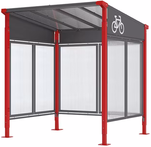Modellbeispiel: Fahrradüberdachung -Milano- Grundfeld mit Rück- u. Seitenwänden (37659) auf Anfrage: