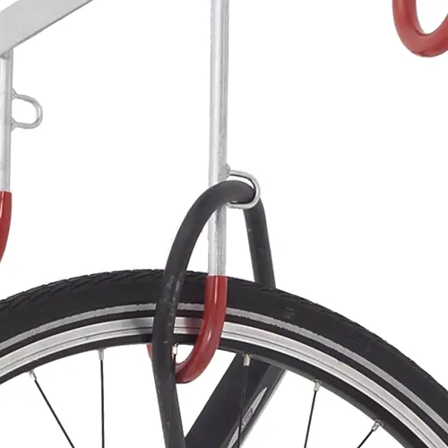 Fahrradständer Reihen-Hängeparker Typ 3800, Deckenmontage - Detailansicht: Diebstahlschutz durch Stahlringöse