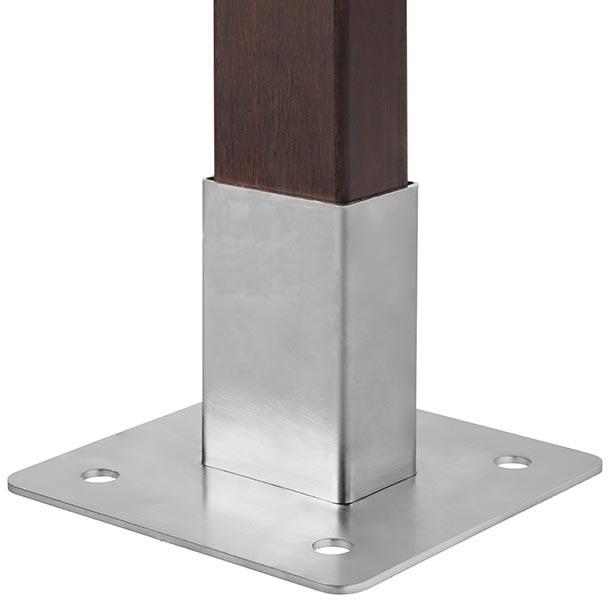 Detailansicht: Anlehnbügel -Panda Outdoor-, Fußplatte aus Edelstahl, 150 x 150 mm (Art. 39222)