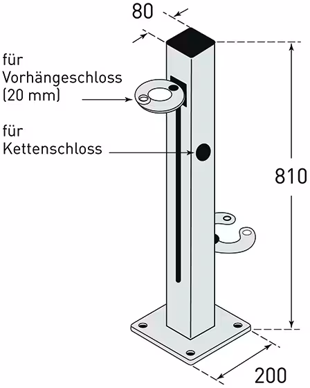 Scooter-Parker ′Two′ aus Stahl, 2 Einstellplätze, höhenverstellbare Einstellung - Technische Ansicht: Scooter-Parker -Two- aus Stahl, 2 ...