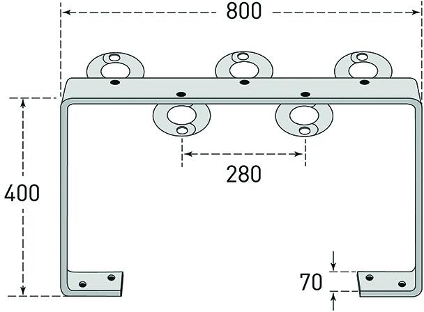 Technische Ansicht: Scooter-Parker -Five-, aus Stahl, 5 Einstellplätze (Art. 39248)