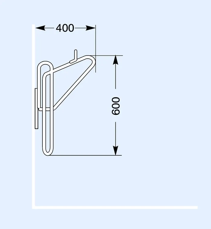 Fahrradständer Hängeparker Typ 3900 - Technische Ansicht: Seitenansicht