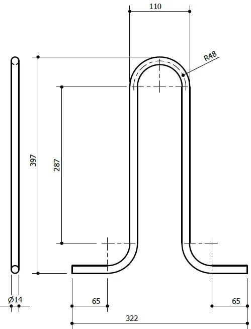 Doppelstockparker ′Optimus′ doppelseitig mit 400 mm Radabstand und Gasdruckfedern - Technische Ansicht: Anlehnbügel