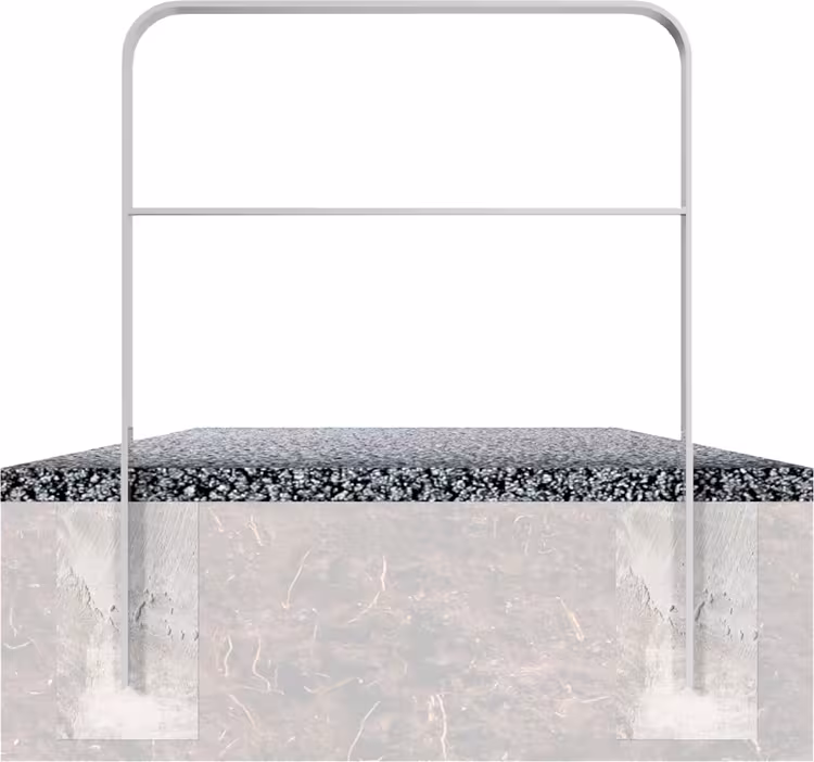 Anlehnbügel/Absperrbügel ′Wangerooge′ 80 x 12 mm aus Stahl, mit Querholm, zum Einbetonieren - Modellbeispiel: Anlehn-/ Absperrbügel -Wangerooge- ...
