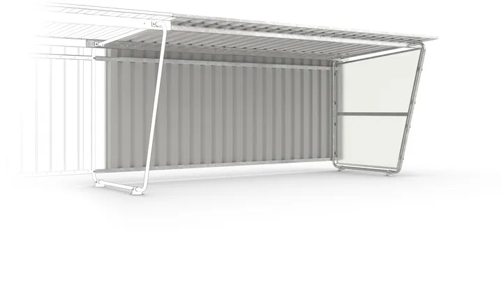 Modellbeispiel: Anbaueinheit S19 mit Rückwand aus Trapezblech und transparenter Seitenwand