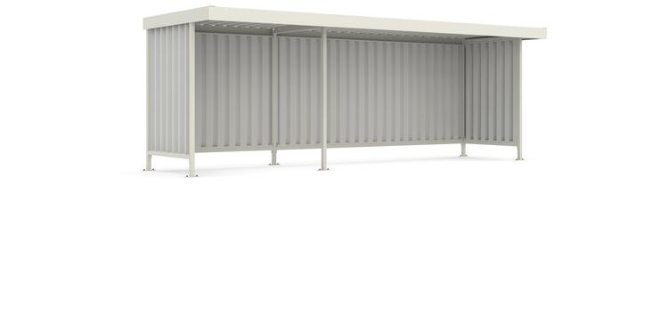 Modellbeispiel: Überdachungssystem -Leipzig L10- mit Anbaueinheit L 15, einseitig und in verzinkter