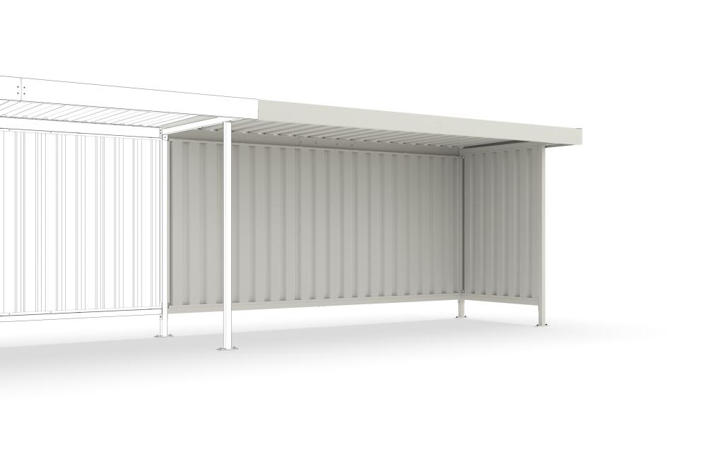 Modellbeispiel: Anbaueinheit L15 in verzinkterund in RAL 9002 beschichteter Ausführung - mit Rück-