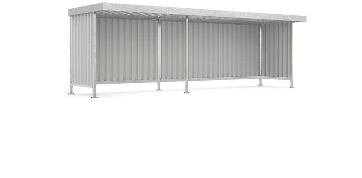 Modellbeispiel: Überdachungssystem -Leipzig L12- mit Anbaueinheit L15, einseitig und in verzinkter