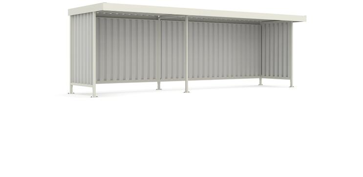 Modellbeispiel: Überdachungssystem -Leipzig L12- mit Anbaueinheit L 15, einseitig und in verzinkter