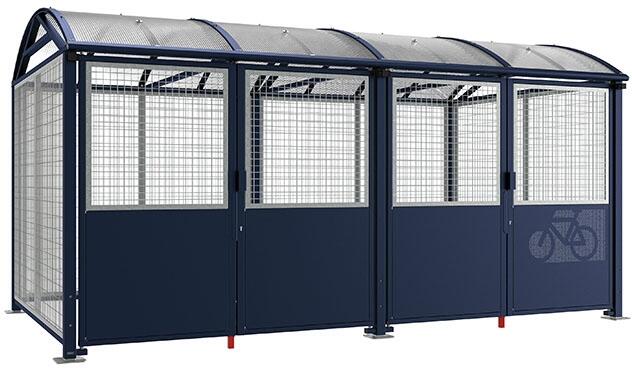 Modellbeispiel: Fahrradüberdachung -Salix Safe-, Grund- und Anbaumodell, Stahlgitter feuerverzinkt