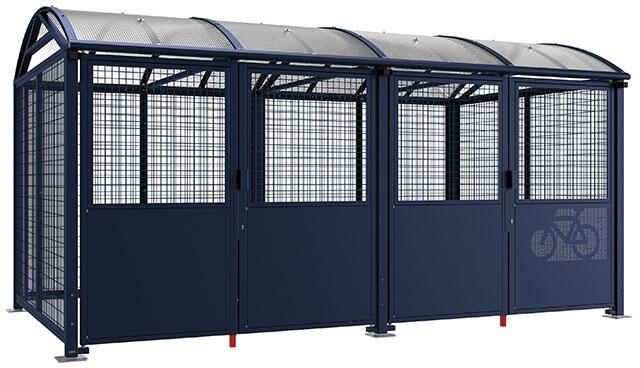 Modellbeispiel: Fahrradüberdachung -Salix Safe-, Grund- und Anbaumodell, Stahlgitter beschichtet