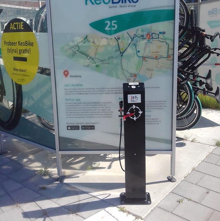 Anwendungsbeispiel: Fahrrad-Servicestation -Air 2.0- im Außenbereich (Art. 41310)