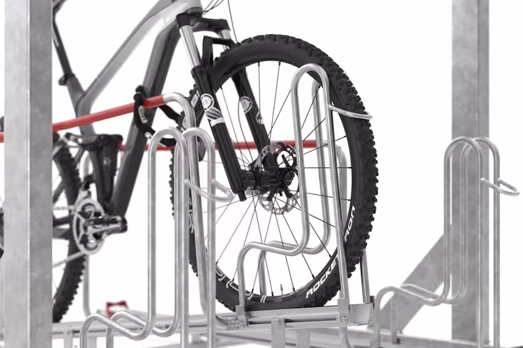 Doppelstockparker ′Lindau II′ doppelseitig mit 500 mm Radabstand und Gasdruckfeder - Detailansicht: fester Stand im Einstellbügel