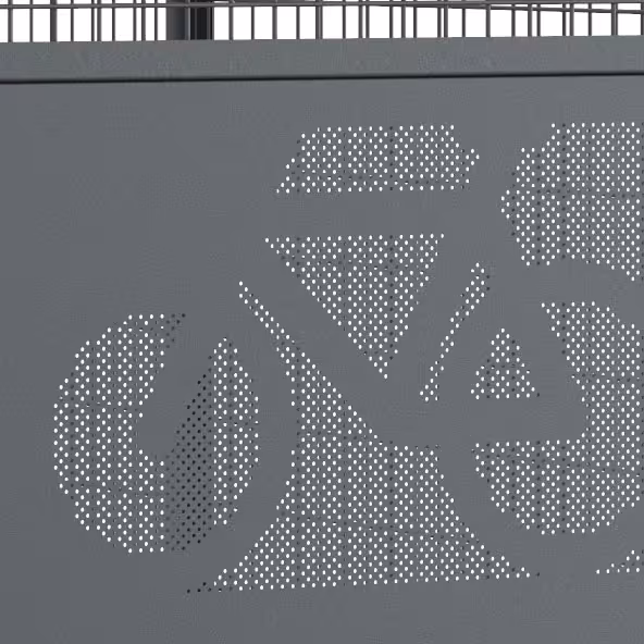 Fahrradüberdachung ′Salix Safe XL′ abschließbar - Detailansicht: Einprägung an der Tür