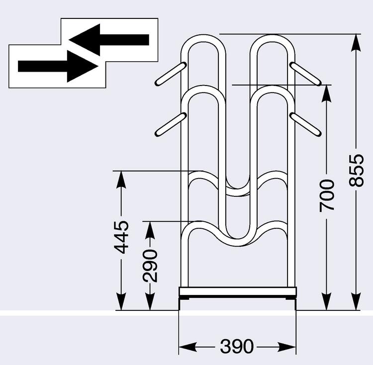Technische Ansicht: zweiseitig