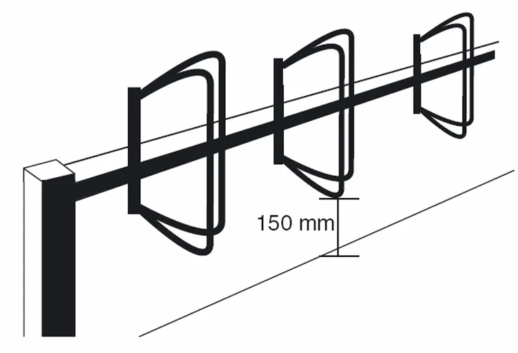 Fahrradständer/Reihenparker ′Nordstrand′ Einstellwinkel 90°, 6 Einstellplätze, einseitig - Technische Ansicht: Bodenfreiheit
