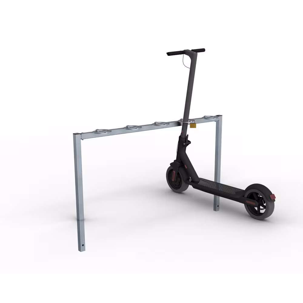 Scooter-Parker, 5 Einstellpl&auml;tze, verschlie&szlig;bare Halteringe
