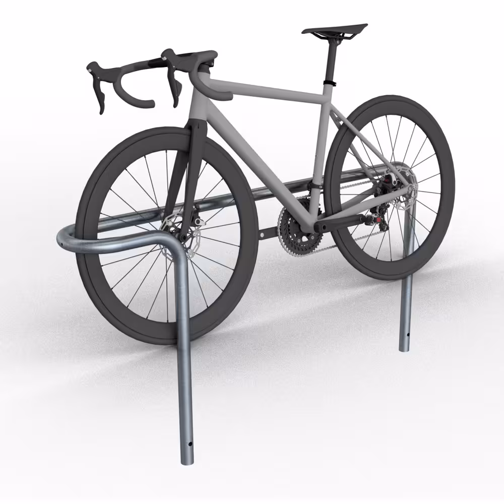 Anlehnb&uuml;gel/Einzelparker &prime;F&ouml;hr&prime; &oslash; 42 mm aus Stahl, H&ouml;he &uuml;ber Flur 450 mm, zum Einbetonieren