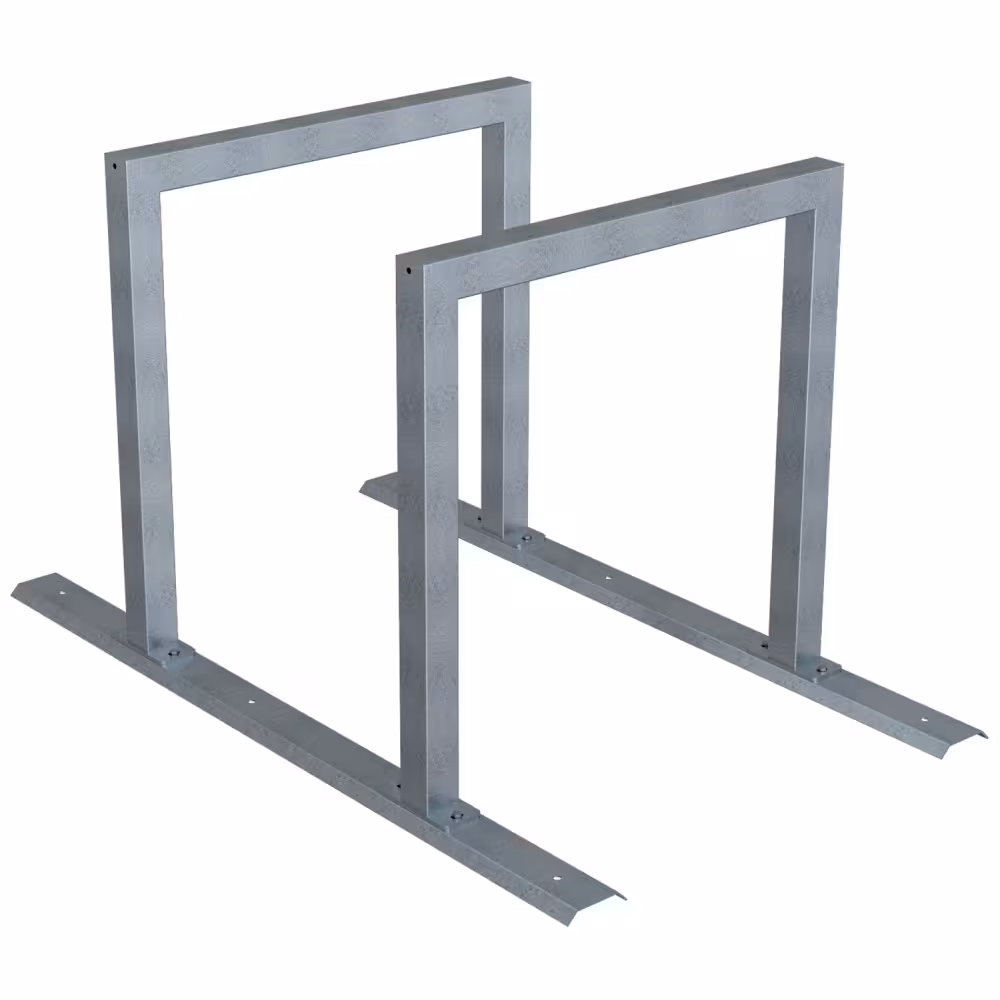 Reihenanlage/Fahrradanlenb&uuml;gel mit Schienensystem aus Stahlrohr, 60 x 60 mm