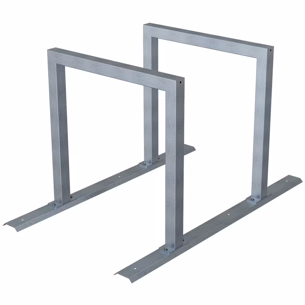 Reihenanlage/Fahrradanlenb&uuml;gel mit Schienensystem aus Stahlrohr, 60 x 60 mm