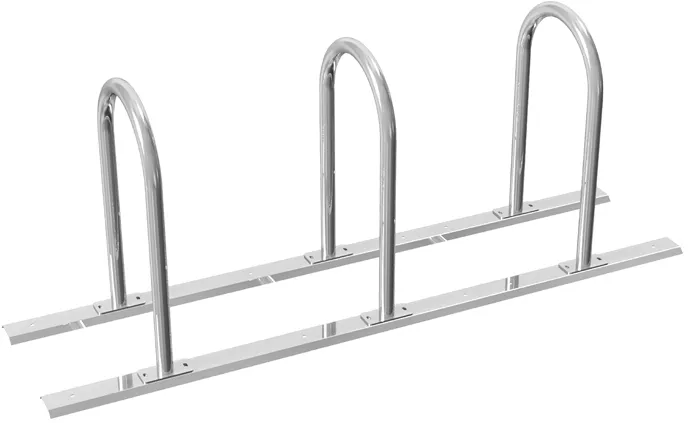 Reihenanlage/Fahrradanlehnbügel/Rundbügel mit Schienensystem aus Stahlrohr, ∅ 48 mm - Modellbeispiel: Reihenanlage/Fahrradanlehnbügel mit ...