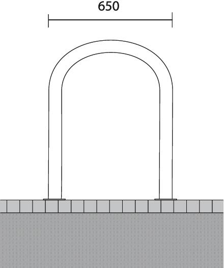 Technische Ansicht: Anlehn-/Absperrbügel -Rügen- zum Aufdübeln (Art. 448.065p)