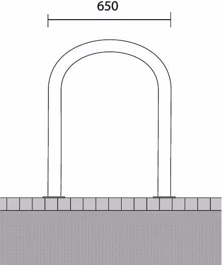 Technische Ansicht: Anlehn-/Absperrbügel -Rügen- zum Aufdübeln (Art. 448.065p)