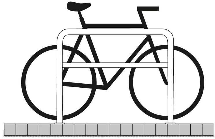 Technische Ansicht: Anlehn-/Absperrbügel -Sylt- aus Stahl, Höhe 1000 mm, zum Aufdübeln (Art. 448.62)