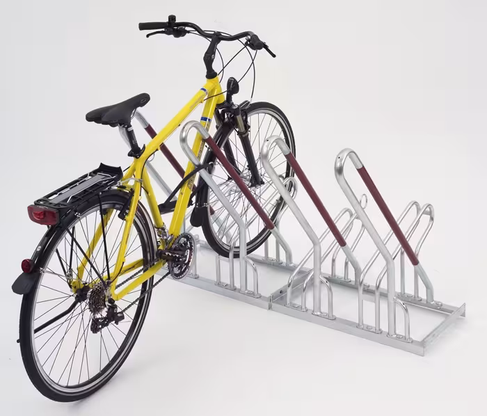 Fahrradständer Anlehnbügel Typ 4500, einseitige Radeinstellung 90°, VSF all-ride zertifiziert - Detailansicht: Typ 4500 Hoch-/Tiefstellung