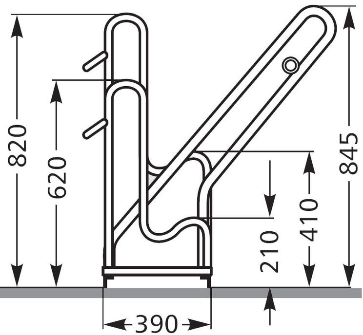 Technische Ansicht: einseitige Radeinstellung, Seitenansicht