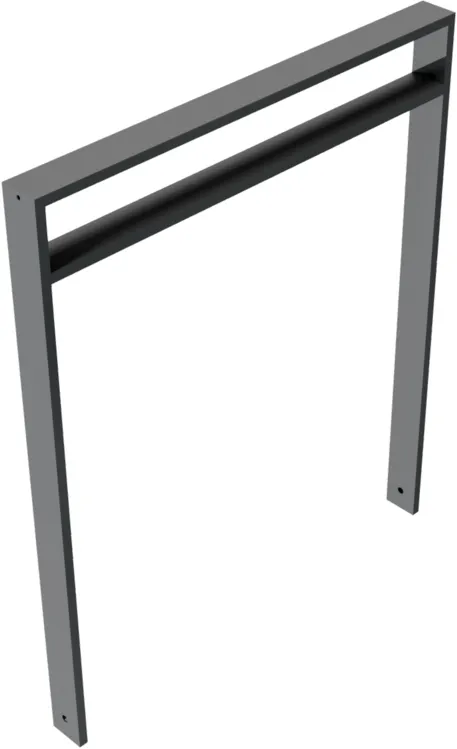 Anlehnbügel/Absperrbügel ′Spiekeroog′ 80 x 20 mm, H 800 mm, mit Querholm (kurzer Abstand), zum Einbetonieren - Modellbeispiel: ...
