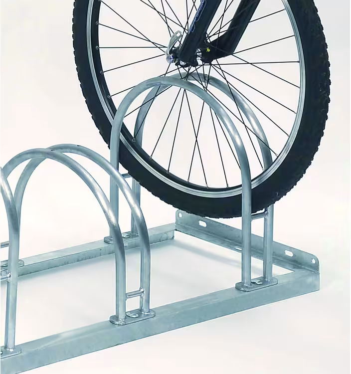 Fahrradständer Bogenparker Typ 5000, einseitige Radeinstellung 90° - Detailansicht: Radeinstellung