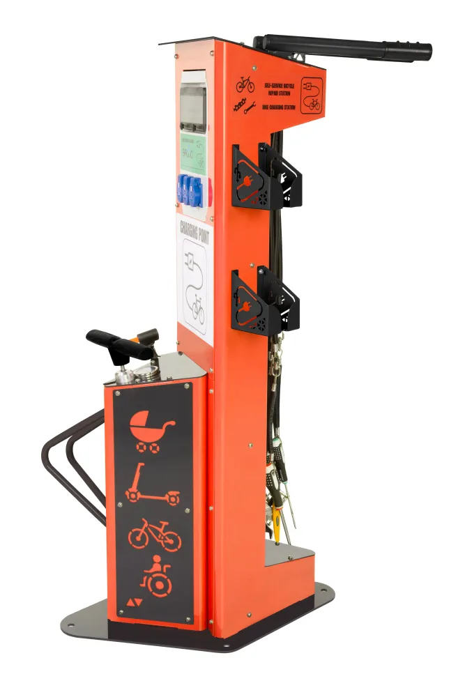 Fahrrad-Servicestation Modell BM3025, Ladestation, mit Fahrradst&auml;nder, zum Aufd&uuml;beln, versch. Farben