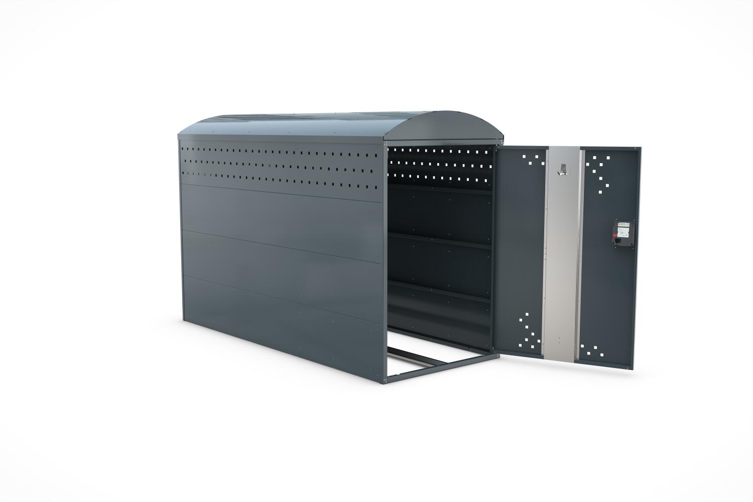 BikeBox 1 B, Bogendach, aus verzinktem Stahlblech, farbbeschichtet, modulare Bauweise