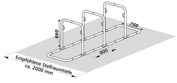 Technische Ansicht: Anlehnbügel -Galaxy- (4er), (Art. galaxy34)