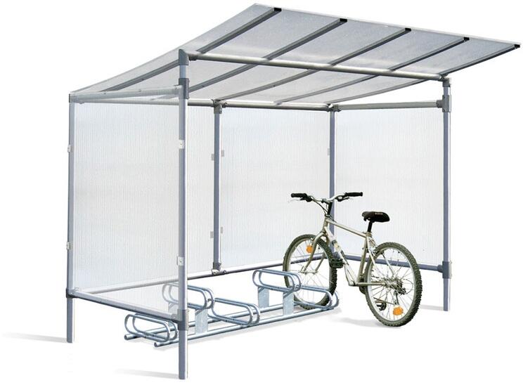 Fahrradständer ′Roof′, einseitige Radeinstellung - Anwendungsbeispiel mit Überdachungssystem -Roof-: