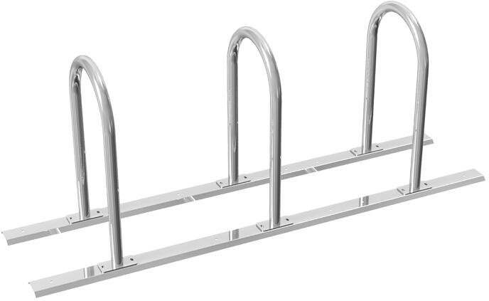 Reihenanlage/Fahrradanlehnbügel/Rundbügel mit Schienensystem aus Stahlrohr, ∅ 48 mm -