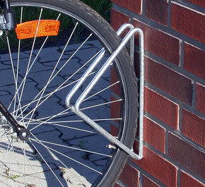 Einzelparker / Fahrradständer -Istanbul-, zur Wandbefestigung, 45° oder 90°, Reifenbreite bis 43 mm