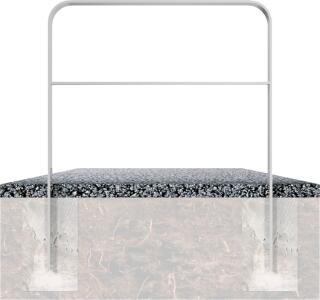 Modellbeispiel: Anlehn-/ Absperrbügel -Wangerooge- 80 x 12 mm aus Stahl, mit Querholm, zum