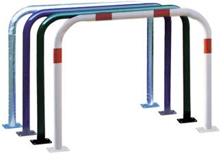 Anlehnbügel/Absperrbügel 'Sylt' Ø 48 mm, Stahl, Höhe 1000 mm, zum Aufdübeln, ohne Farbe, weiß/rot